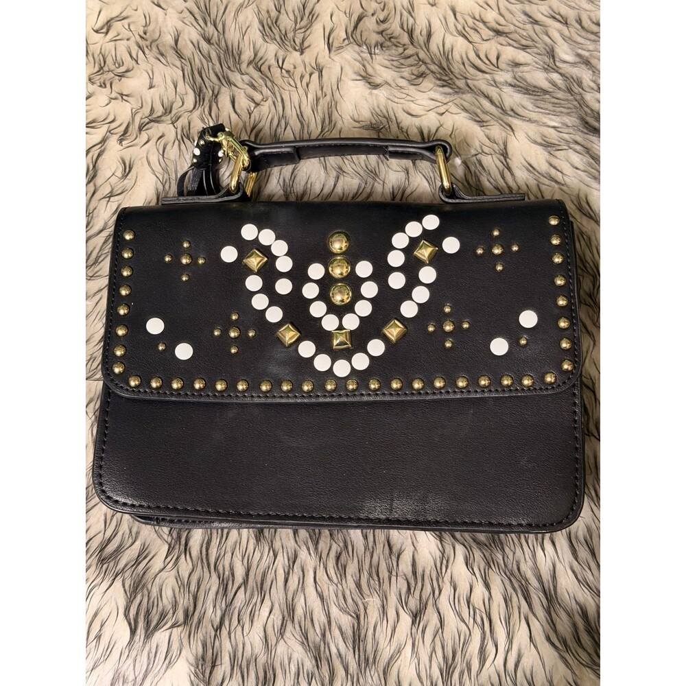 STEVE MADDEN Black Studded Women's Handbag Satchel